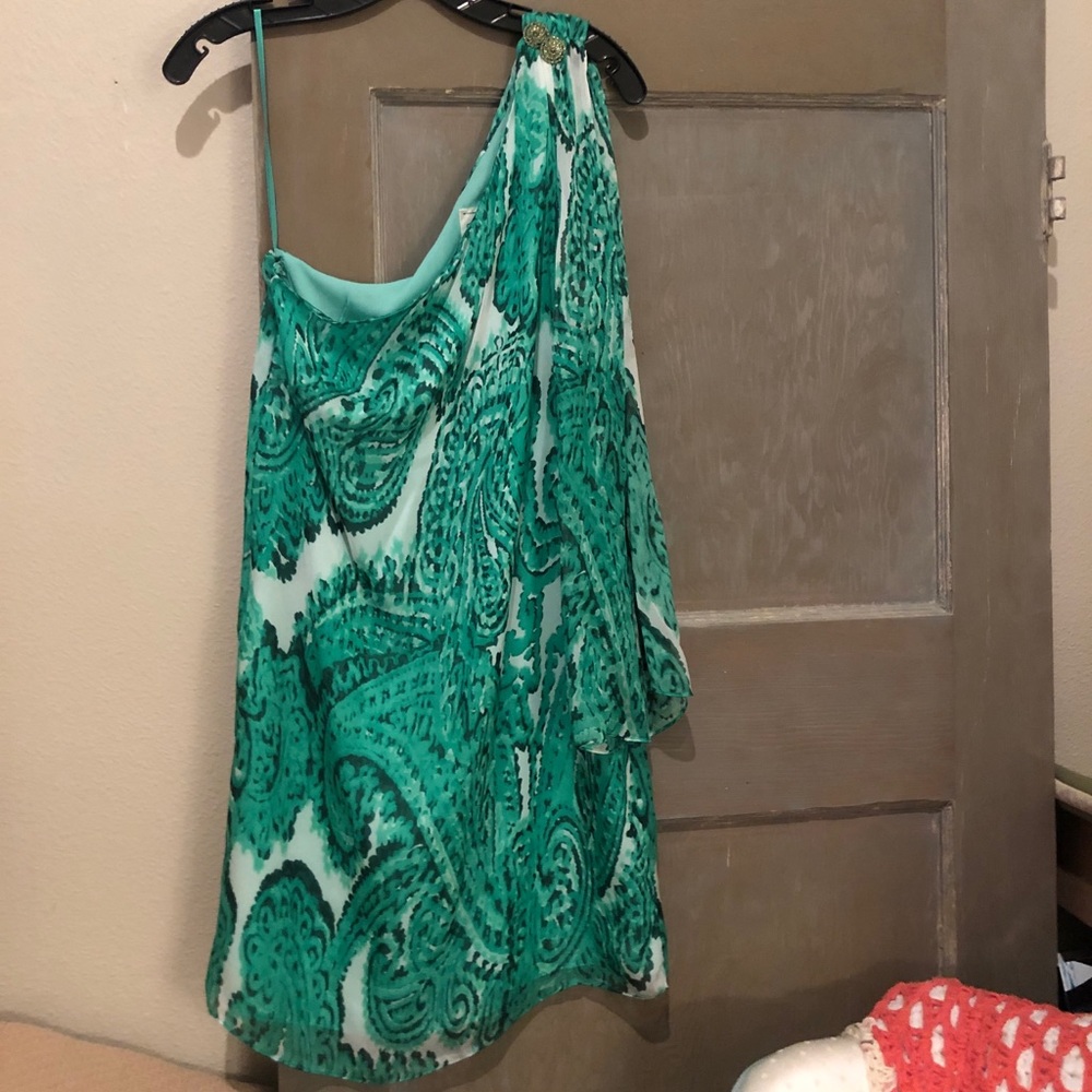 Milly Sz 8 One Shoulder Green Cocktail Dress